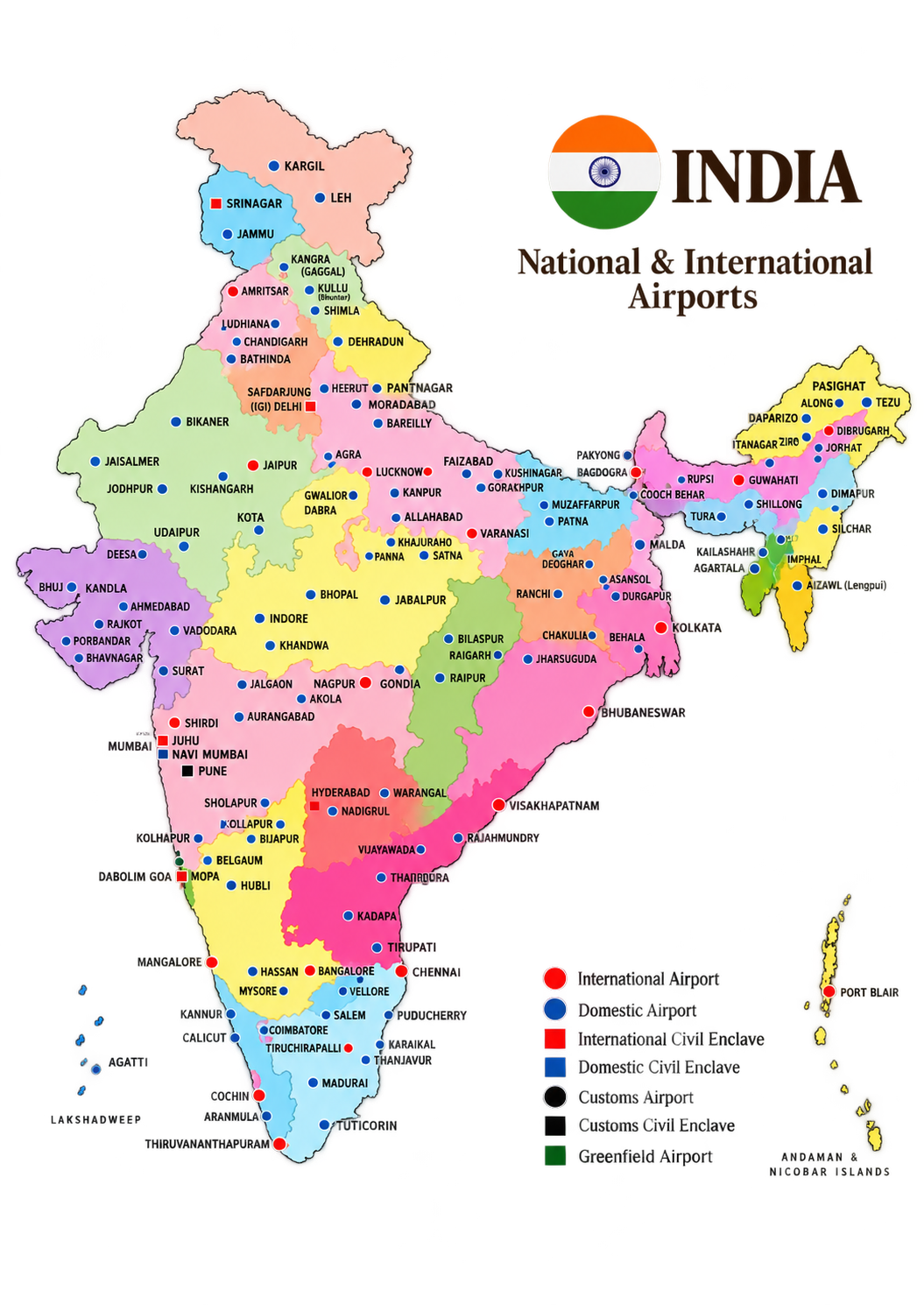 NIA India airports network map